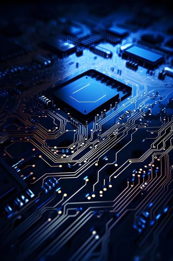Futuristic Blue Circuit Board Wall Art Poster Modern Technology Print, 5 x 7 or 8 x 10 Inch Unframed Poster for Home, Office, Living Room, Bedroom Decor Made in U.S.A (5" x 7")