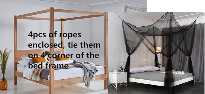 OctoRose Four Post Mosquito Net for Bed Canopy -Fits Queen, King, California King Beds-Indoor & Outdoor Use- Lt.Pink