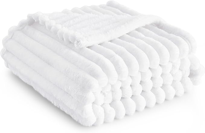 Bedsure GentleSoft Twin Fleece Blanket for Couch - Cozy Soft Blankets for Women, Cute Small Throws for Girls, White, 60x80 Inches