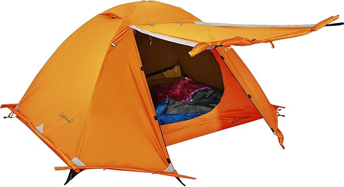 Clostnature Libra Lightweight Backpacking Tent - 1/2 Person 4 Season Ultralight Waterproof Camping Tent, Large Size Easy Setup Tent for Winter, Cold Weather, Family, Outdoor, Hiking and Mountaineering