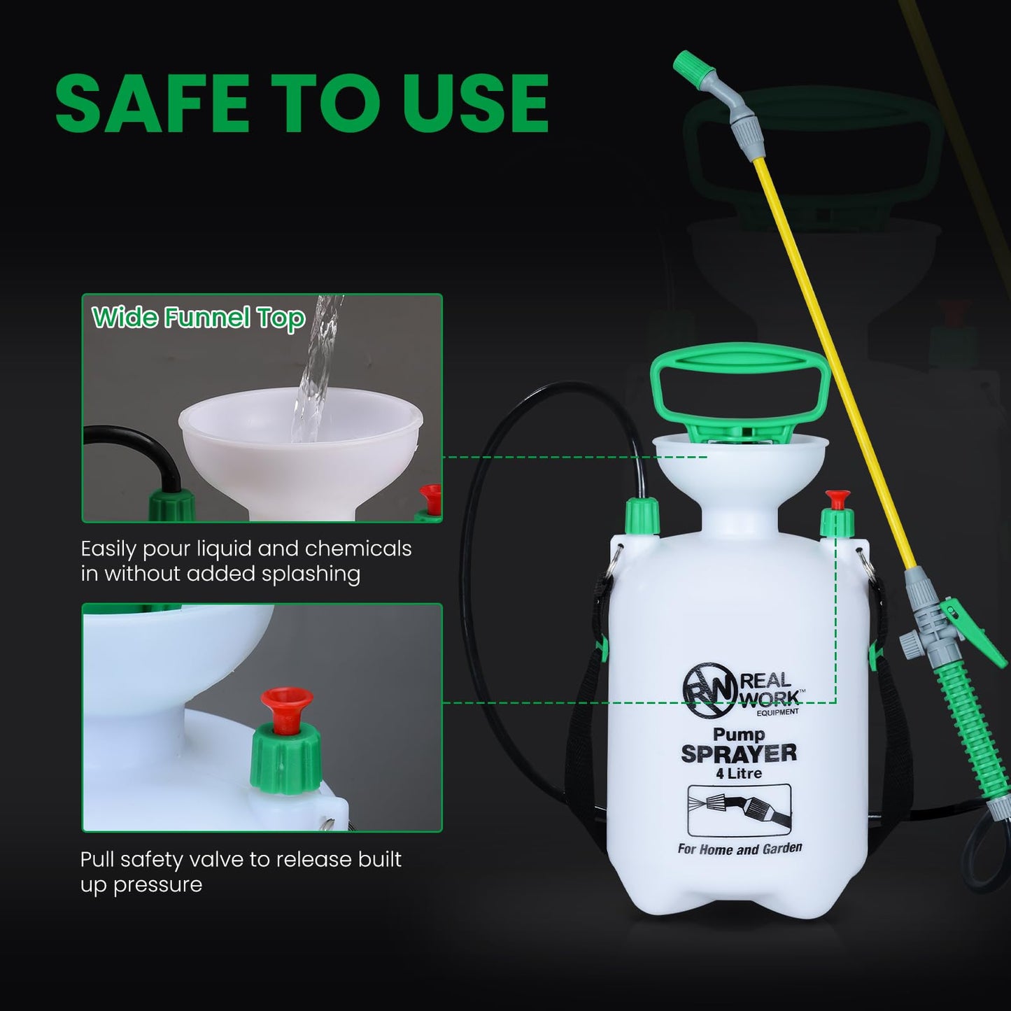 REALWORK 1-Gallon Handheld Tank Sprayer with Easy-Carry Shoulder Strap for Lawn, Garden, Yard, in Translucent White