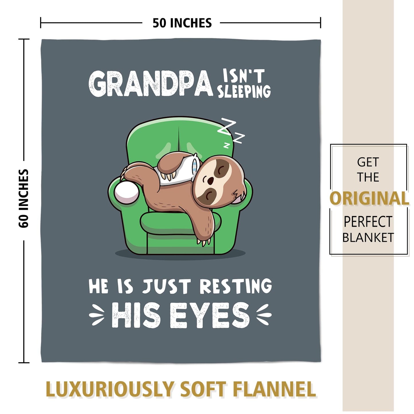 Funny Grandpa Gifts, Birthday Gifts for Grandpas, Grandpa is Not Sleeping Blanket, Funny Gift Blanket for Grandpas Grandfather from Grandkids 60" x 50"