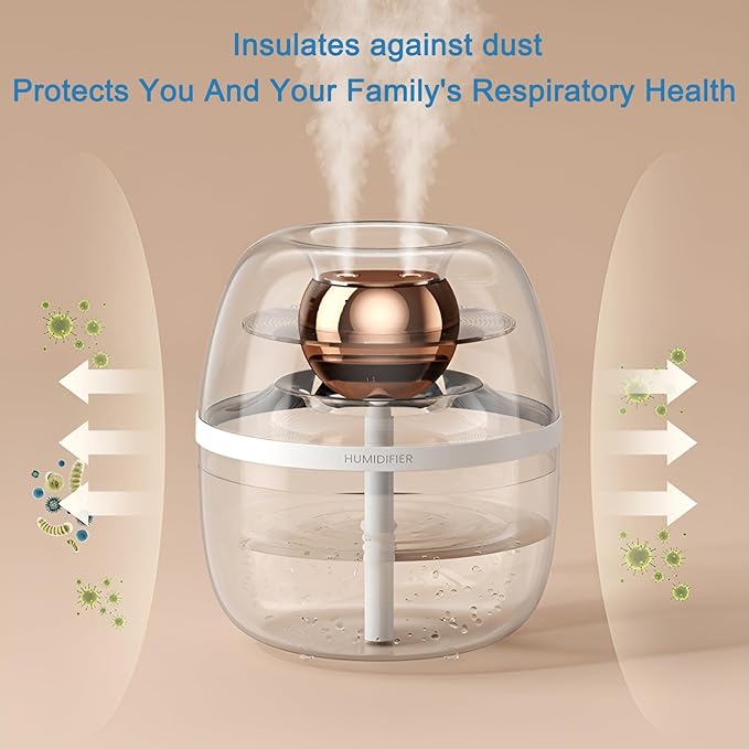 JINGYAN 3L Ultrasonic Cool Mist Humidifier - Transparent Tank, Easy to Clean, Dual Spray for 20H Quiet Mist Time, Night Light, Auto Shut-Off for Large Bedroom, Office, Plant Care (Green)