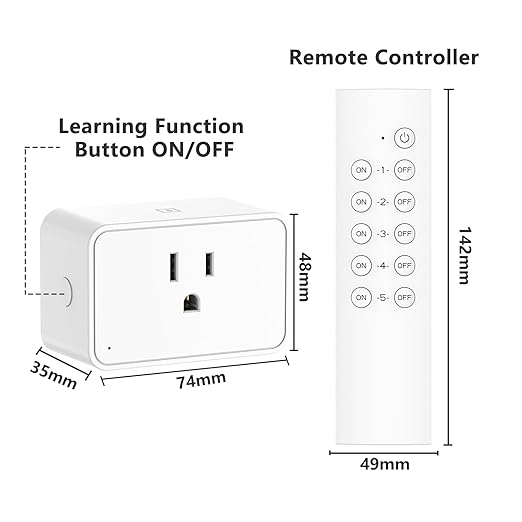 G-Homa Remote Control Outlet, Wireless Electrical Outlets Switch Plug for Household Appliances, Christmas Lights, 100FT Long Range, Learning Code, 1875W/15A, FCC & ETL Listed (5 Sockets+2 Remotes)