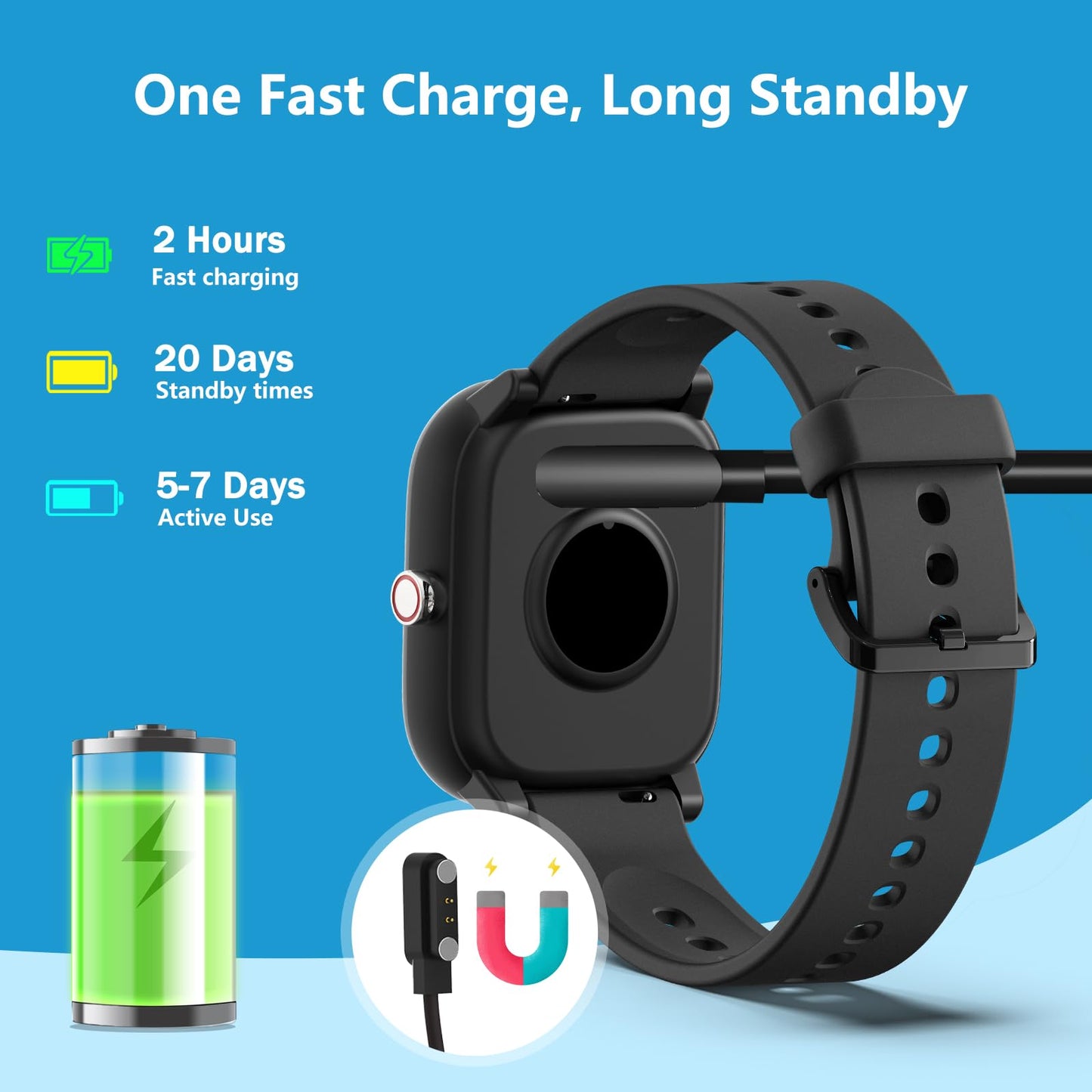 Kids Wach for Girls Boys 6-15 Year Old - Smart Watch for Kids 1.8" Fitness Tracker,No Phone Needed,Pedometer Sleep Monitor Heart Rate Waterproof,Puzzle Game for Girls Boys Teens Birthday Gift (Black)