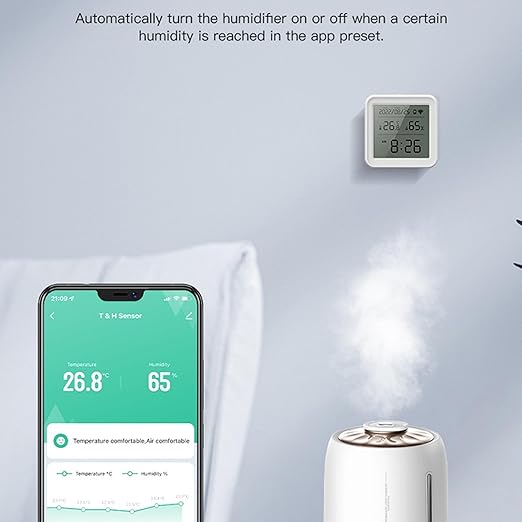 LiebeWH WiFi Temperature Humidity Monitor Smart Room Thermometer Indoor with Tuya APP Control Digital Hygrometer Remote Data Export for Home Basement Bedroom