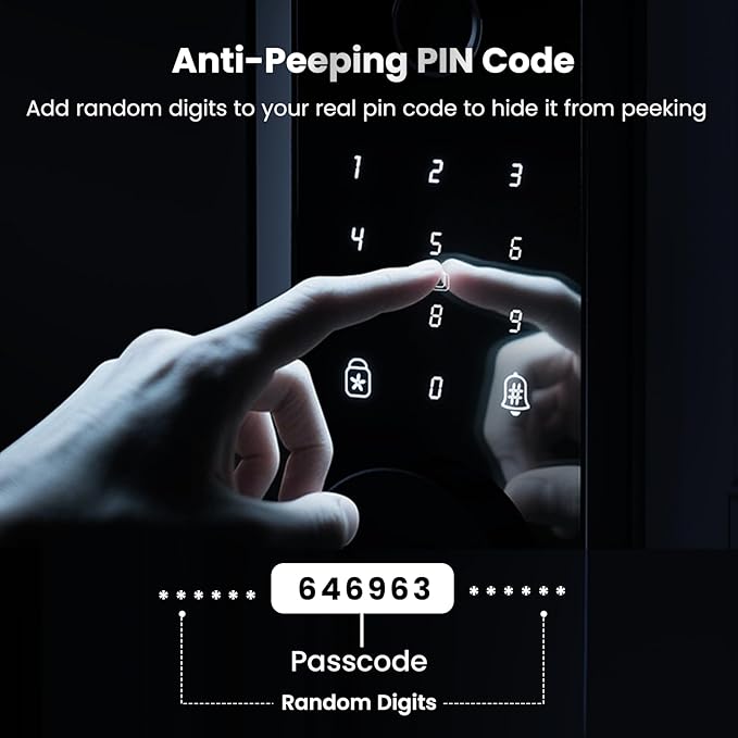 Keyless Entry Door Lock with 2 Knobs, Biquole Fingerprint Keypad Deadbolt, Smart Deadbolt for Front Door Lock Set, Auto Lock, One-time Codes, Easy to Install, App Control