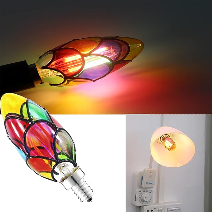 I-SHUNFA Edison Glass LED Light Bulb C35, E12 Standard Base 3.5 Watts Heatless C35 LED Light Bulbs for Home Party, Recreation Room,Balcony,Garden,Christmas Decoration 2 Pack