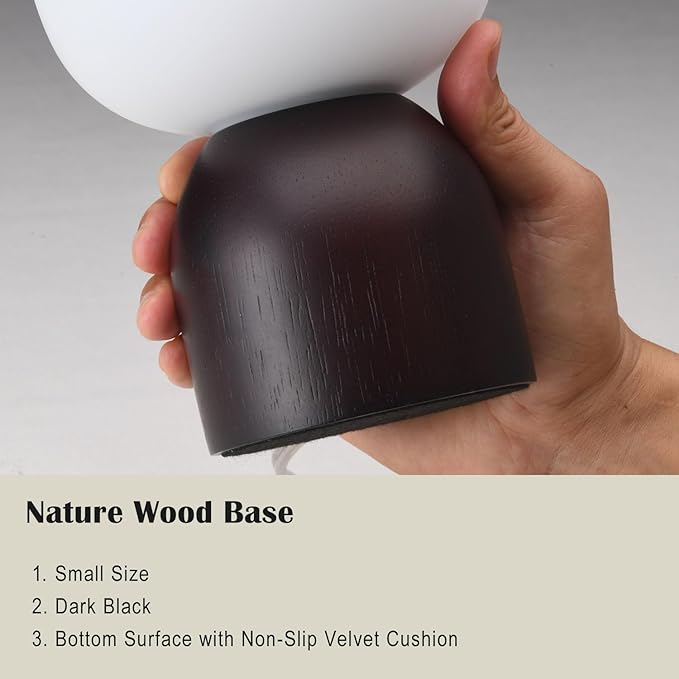 Small LED Table Lamp for Bedroom,RGB Color Changing Desk Light,Remote Control Black Wood
