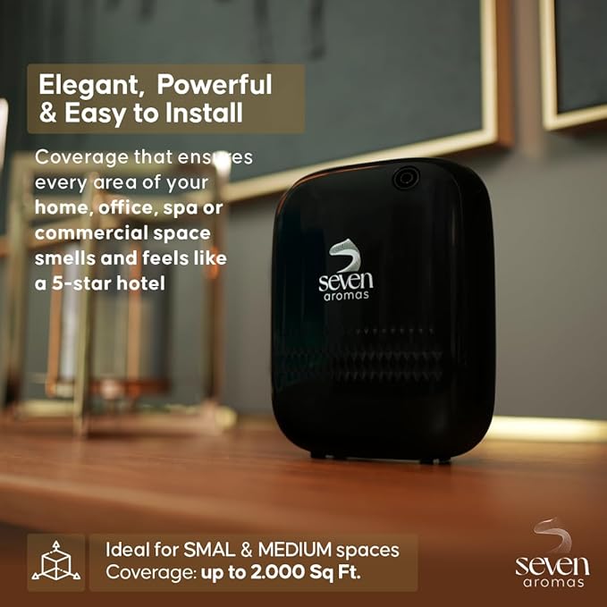 SEVENAROMAS Scent Diffuser SV720 - Bluetooth app, Air Machine for Home & Commercial Use, Covers 2000 sq. ft., Portable Large Room Waterless Diffusers (Black)