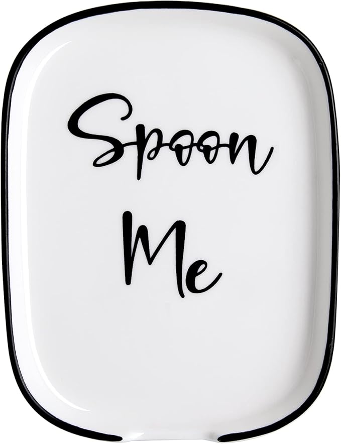 Ceramic Spoon Rest for Stove Top, Large Spoon Holder for Kitchen Counter, White Coffee Spoon Rest, Heat-Resistant Cooking Utensil Rest, Modern Farmhouse Kitchen Décor