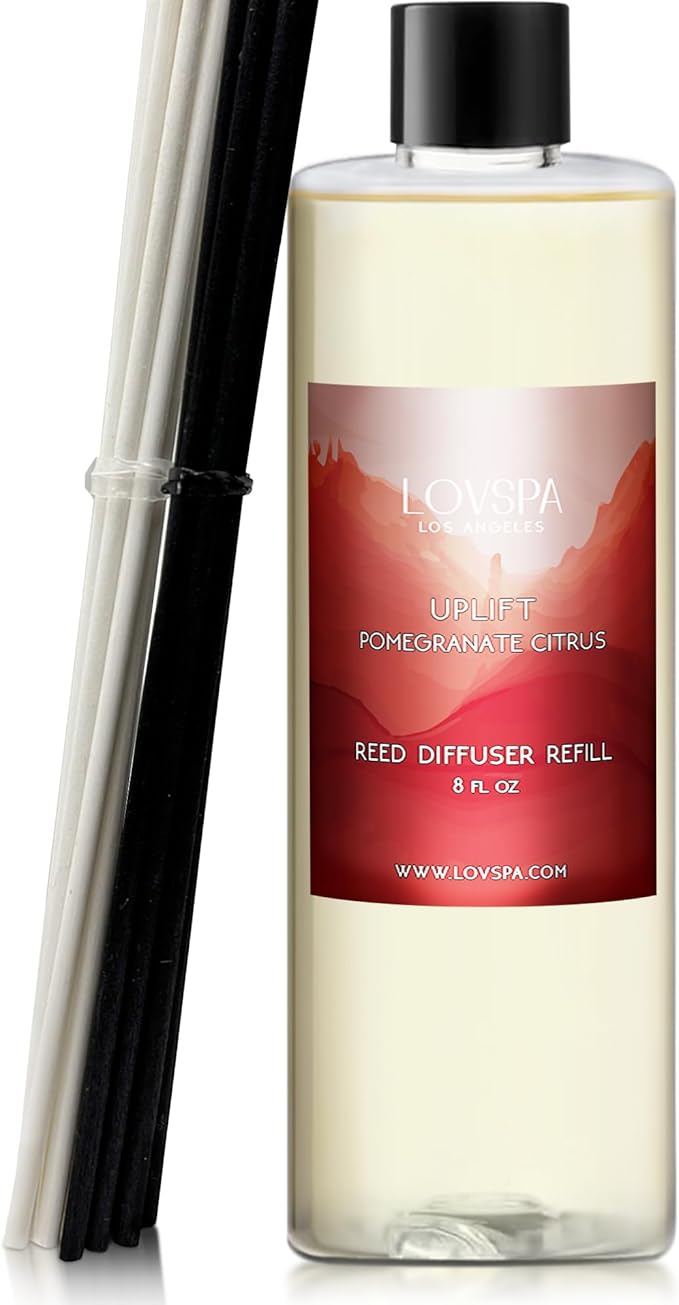 LOVSPA Uplift Pomegranate Citrus Diffuser Oil - Essential Oils for Diffuser Refill & Air Freshener Room Spray - Long-Lasting & Natural Home Fragrance, Scented Oil for Diffusers, USA Made, 8 oz