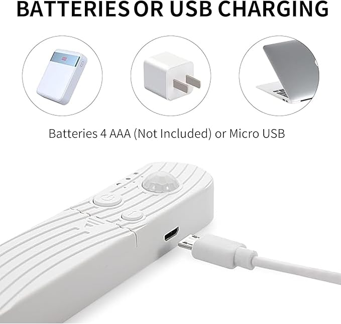 5V Motion Sensor COB LED Strip Lights 2P,Time-Delay and Brightness Adjustable,Two Power Supply Options: Batteries(Not Included) or USB,6.56FT/2M,Natural White 4000K,for Kitchen Cabinet