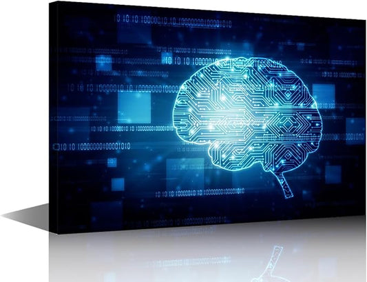 TUMOVO 1 Piece Wall Pictures for Living Room Artificial Intelligence Brain Painting on Canvas Wall Decor Art CPU Concept Bedroom Wall Art Modern Artwork Framed Ready to Hang, 36x24in
