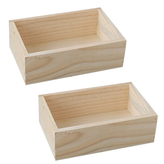 LONG TAO 2 Pcs 7.5" × 5"" × 2.4"" Natural Wooden Succulent Planter Plant Container Box Window Boxes Rectangular Flower Pot Storage Box for Indoor Outdoor Home Venue Decor"