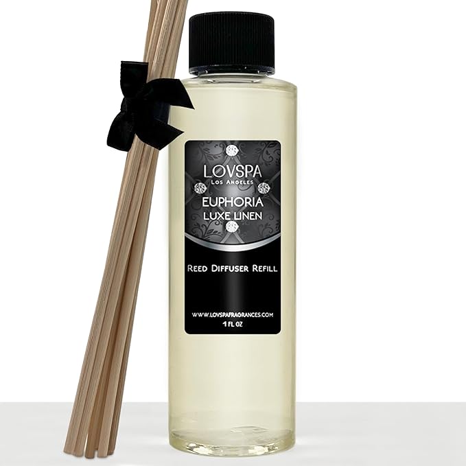 LOVSPA Euphoria Luxe Linen Diffuser Oil - Luxury Essential Oils for Diffuser Refill & Air Freshener Room Spray - Long-Lasting & Natural Home Fragrance, Scented Oil for Diffusers, USA Made, 4oz