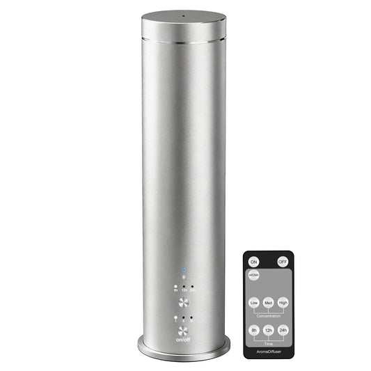 WEKELL Waterless Essential Oil Diffuser Large Room Scent Diffuser for Home, Office, Hotel and Spas - Aromatherapy Diffuser Fragrance Oil Machine, Remote Control, Timer, Silver