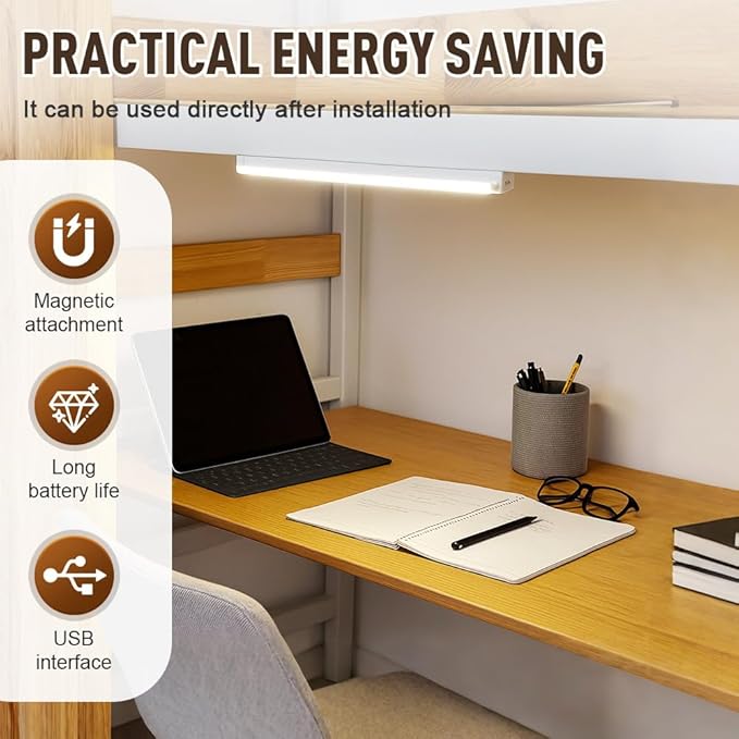 Punch-Free Smart Sensor Magnetic Rechargeable LED Lights, 2026 Upgraded Lntelligent Motion Sensor Light Strip, 3 Colors-Dimmable, Under Cabinet Lighting Wireless (2, Warm Light, 30cm/11.8in)