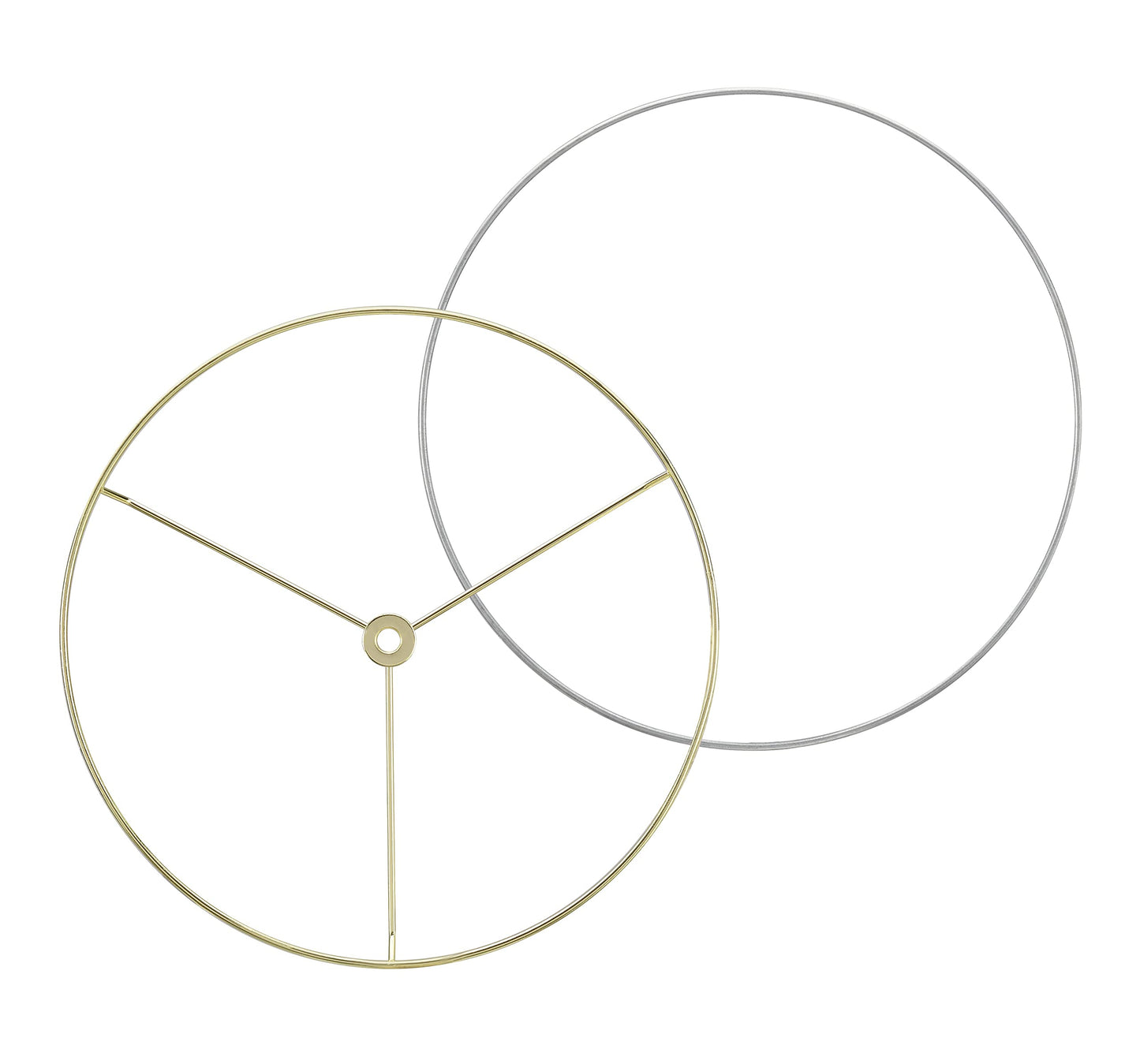 Aspen Creative 20102-11, Metal DIY Drum Lamp Shade Strong Ring, US Style Spider that Connects to Lamp Harp, Top Ring-Brass Plated/Bottom Ring-Galvanized, 10" Diameter Ring"