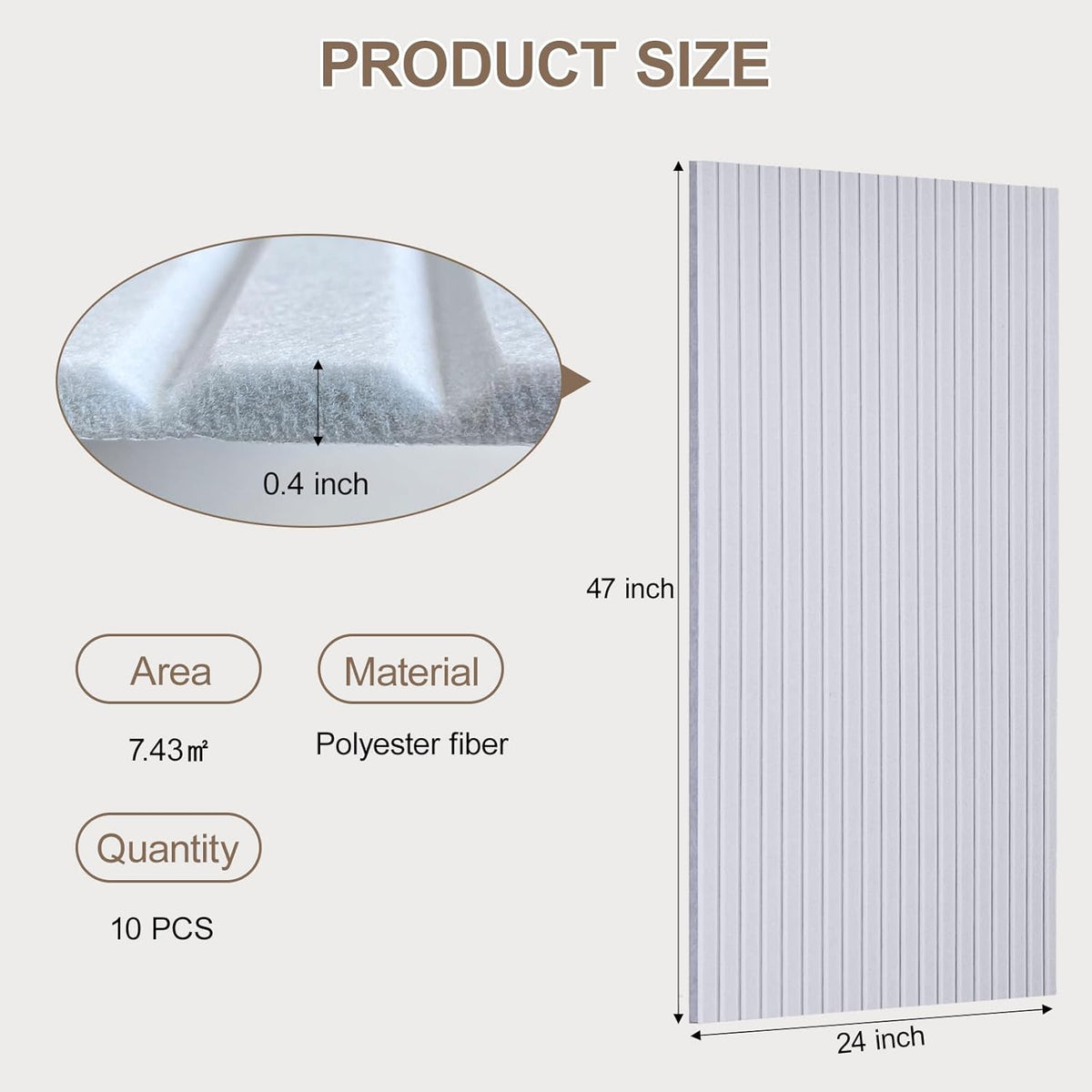 10Pack Large Acoustic Panels, 48x24x0.4 inch Sound Proof Panels for Walls, Self-Adhesive Sound Dampening Wall Panels, Noise Absorbing Decorative Wall Panels, Wall Noise Blocker for Home Studio (Grey)