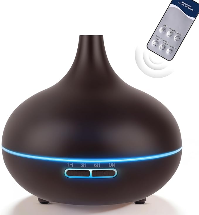 Rechargeable Diffuser for Essential Oils Large Room, 450ml Battery Operated Essential Oil Diffuser with Remote Control, Aromatherapy Oil Diffuser with Timer, 7 Colors Light humidifiers for Home&Office