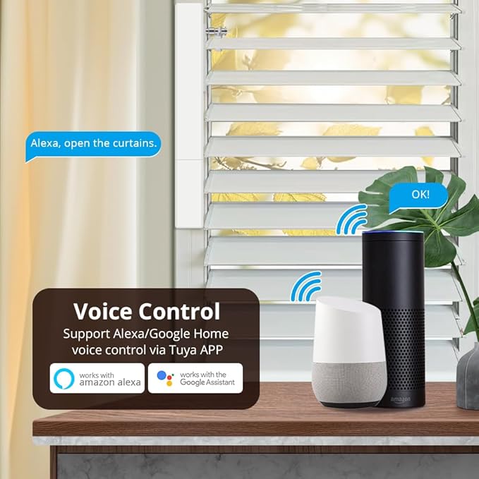 Blindsmart Motorized Plantation Shutters Opener, Automatic Plantation Shutters Opener for Windows Inside - App/Voice Control (Zigbee Version, Only Motor)