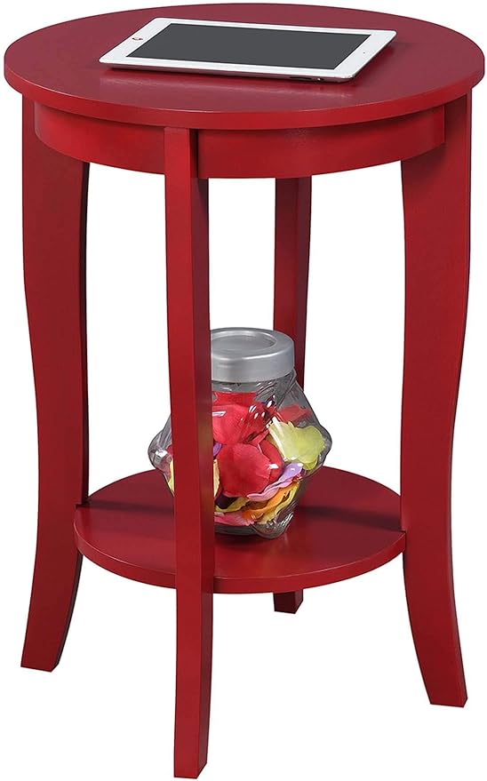 Convenience Concepts American Heritage Round End Table, Cranberry Red
