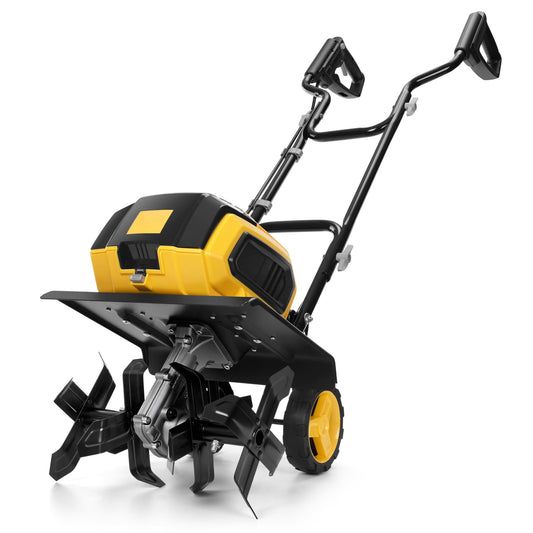 40v Cordless Brushless Tiller Cultivator Compatible with Dewalt 20v Battery(Tool Bare), 14.2in Electric Garden Rototiller, 8.7in Depth, Foldable, Adjustable Wheels for Lawn, Soil Prep, Grass Reseeding