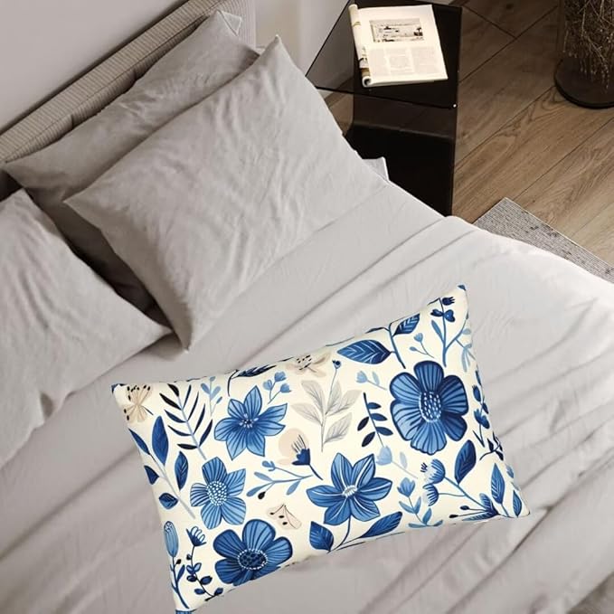 Throw Pillow Covers 16 x 28 Pillow Covers Set of 2 Couch Pillows for Living Room, Blue Throw Pillows with Invisible Zipper, Linen Accent Pillows Decorative Pillows Farmhouse Decor, Scandinavian J334