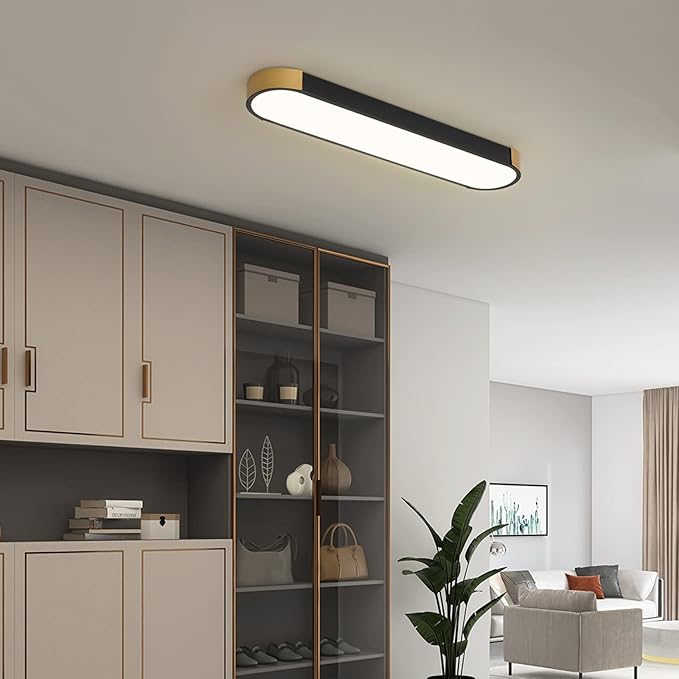 Tioolo Dimmable LED Ceiling Lights Modern Acrylic Linear LED Ceiling Lamp 2.3FT Semi Flush Mount Wraparound Shape Lighting Fixture with Remote Control for Kitchen Dining Living Room (36W/3000-6500K)