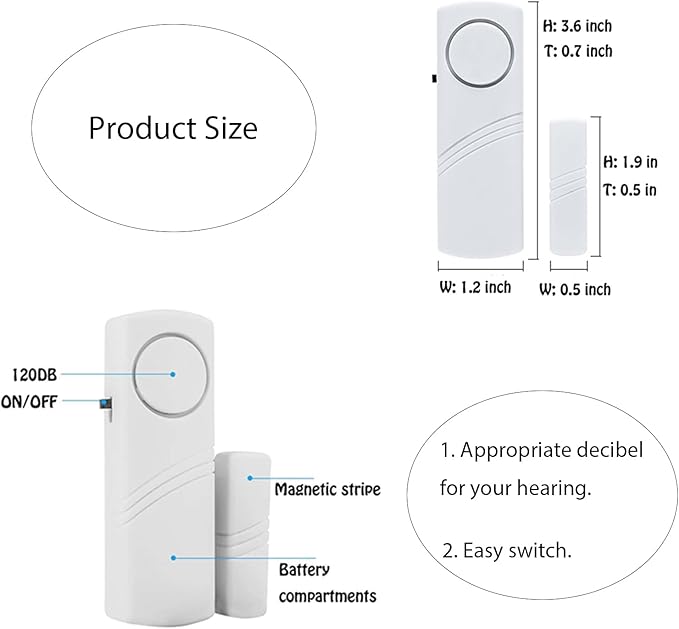 Door Window Alarm, 90DB Door Alarms for Kids Safety, Door Window Burglar Alarm-Window Pool Alarms for Home