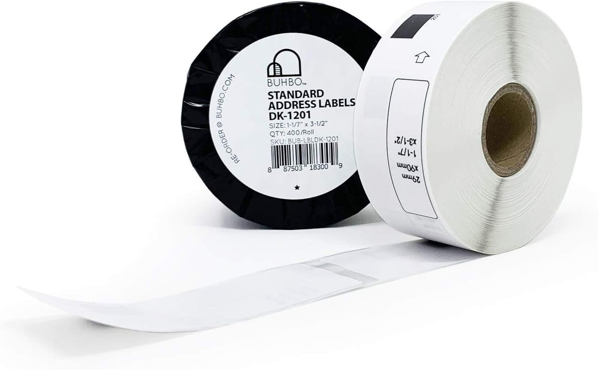 Buhbo Compatible Refill Replacement Label for Brother DK-1201 1-1/7" x 3-1/2" for Address and Barcodes (8 Pack / 400 Labels Per Roll)