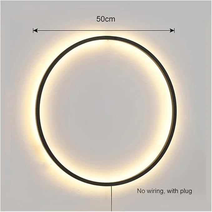 Wiring-Free Living Room Sofa Background Wall Decoration - Minimalist Bedroom lamp Ring Art Atmosphere Wall Light,Kitchen Island (3 Colors 50cm B)