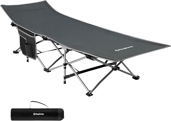 KingCamp Folding Camping Cot for Adults,Portable Sturdy Sleeping Cot with Carry Bag Outdoor Lightweight Camping Bed Support 264 lbs,Large Outdoor Foldable Travel Cots for Camping Beach Home Nap