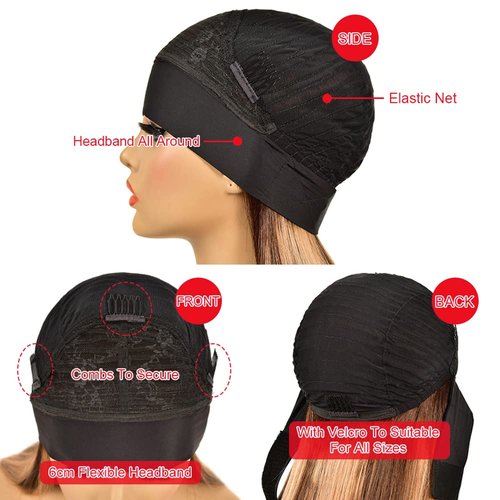 YiweYowe 34 Inch P427 Blonde Headband Wig Human Hair 150% Density Grade 8A Unprocessed Brazilian Virgin Hairs Machine Made Highlight Brown Body Wave Headband Wig Human Hair None Lace Front Wig