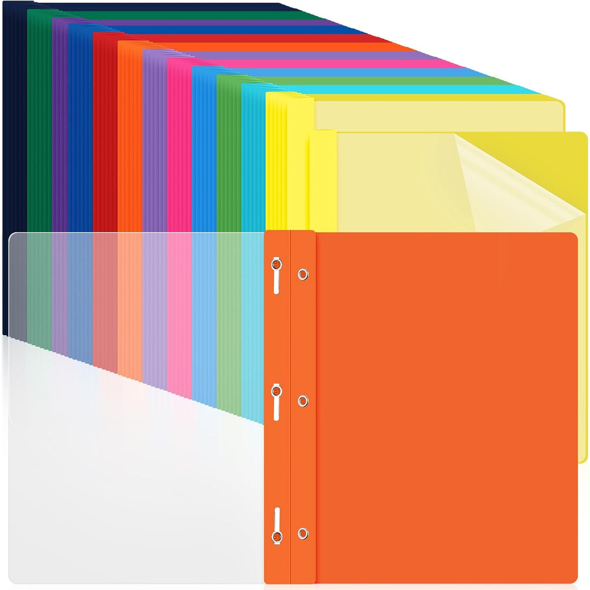 72 Pack Plastic Report Covers with 3 Prongs Presentation Folders Bulk, 100 Sheet Capacity, Clear Front Report Covers for Presentation Document Paper School Office Supplies (Colorful)