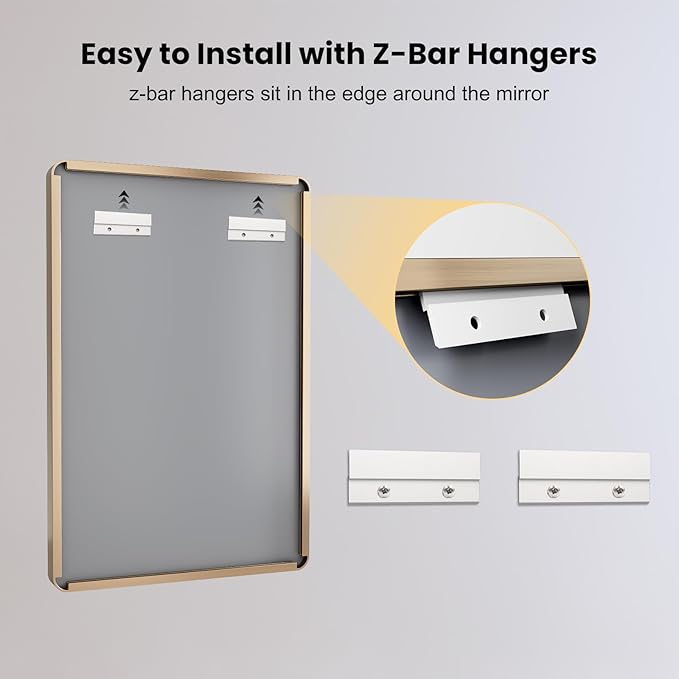 LOAAO 72”X32” Gold Bathroom Mirror, Rounded Rectangle Gold Frame Mirror, Brushed Gold Bathroom Vanity Mirror Wall-Mounted, Anti-Rust, Tempered Glass, Hangs Horizontally or Vertically