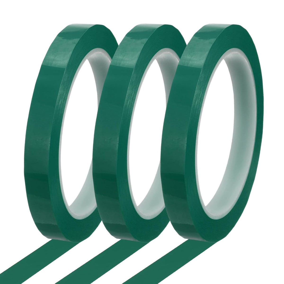 MECCANIXITY Whiteboard Tape 1/2" x 72 Yard Pinstripe Graphic Chart Line Grid Marking Tapes for Classroom Office Dry Erase Board Art, Green, Pack of 3