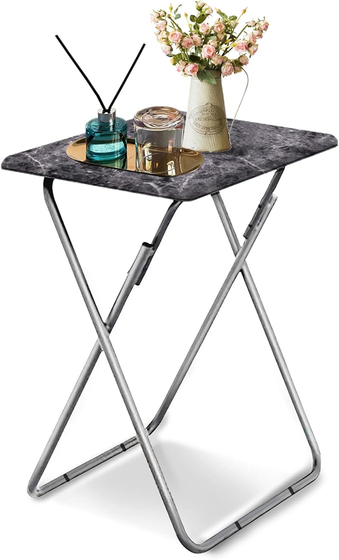 Garden 4 you Portable Folding TV Tray/TV Trays Foldable Dinner Snack Trays Table, Portable Foldable Table Small Sofa Bedside Tables with Light Weight, 15 x 18.9 x 26 in(Black Marble,1PC)