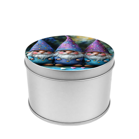 PITGDBFD for Vintage Lidded Storage Box, Decorative Tin for Cookies, Snacks, Jewelry & Handicrafts, Retro Style Multi-Purpose Organizer Festive Garden Gnomes