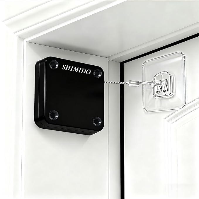 SHIMIDO Upgraded Retractable Automatic Door Closer - Tool-Free Installation, Powerful 3.5lb Pull Shuts Doors Completely - Compact Universal Fit for Screen, Sliding & Almost All Doors（2 Pack Black）