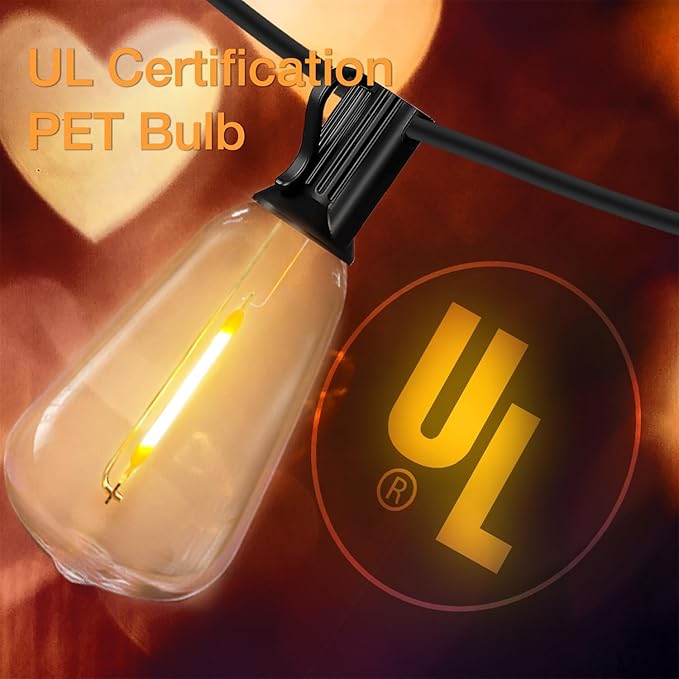 DAYBETTER 150FT Outdoor String Lights Waterproof 75 pcs Warm White LED Bulbs 2700K for Patio, Yard, Garden & Holiday Decor Durable Weatherproof Lights for Parties, Weddings, Backyard Lighting
