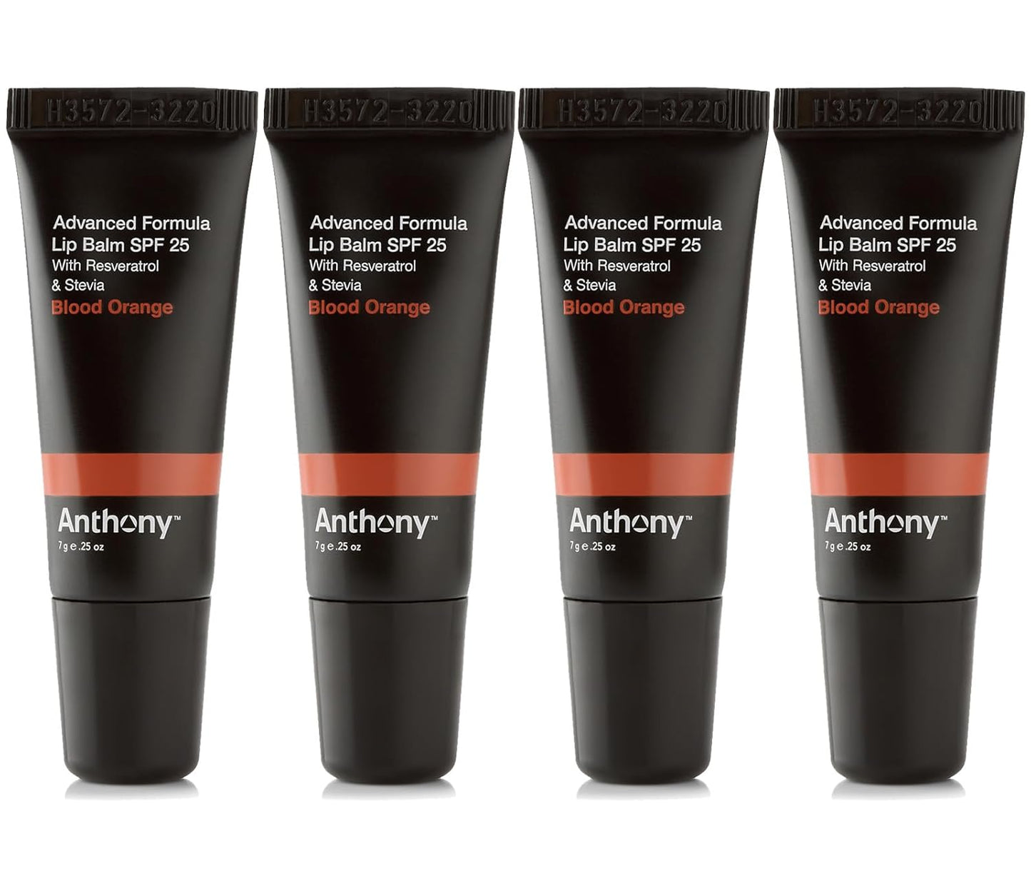 Anthony 25 SPF Lip Balm with Sunscreen for Lips â Contains Green Tea Extract, Shea Butter & Vitamin E â Moisturizing Repair Care Treatment for Chapped & Dry Lips - Blood Orange Flavor - 4 Pack