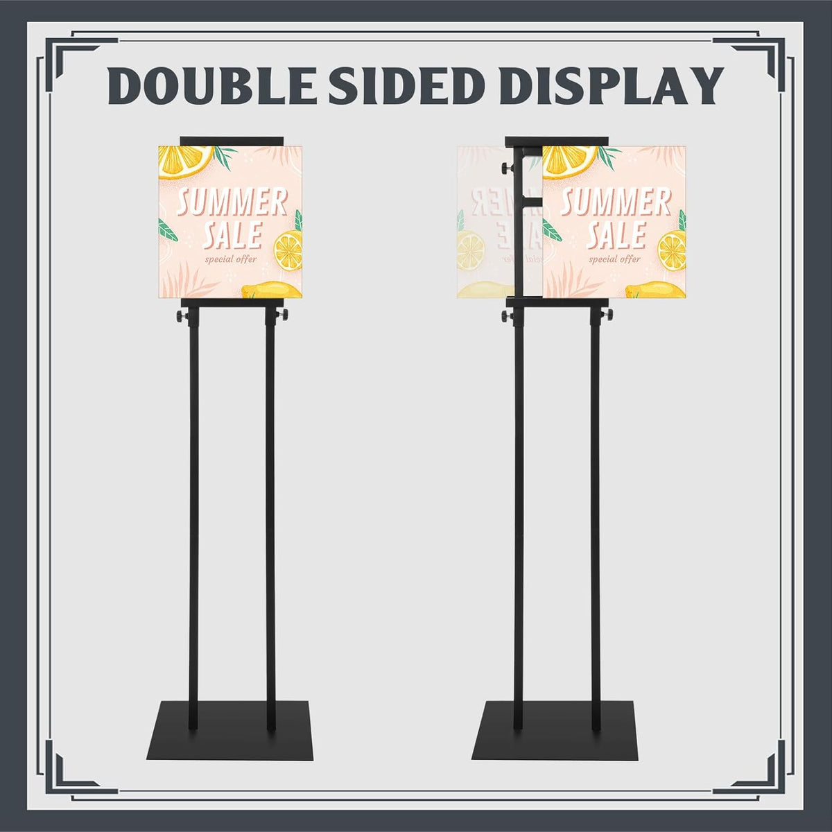 Blulu 2 Pcs Poster Stand for Display Heavy Duty Sign Holder 74.8 Inches Adjustable Poster Board Double Side Banner Stand with Base for Indoor Outdoor Board Foam Display