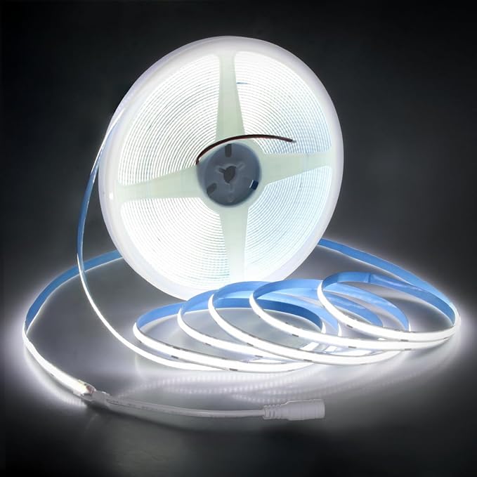 Aclorol 50FT COB Led Rope Light 6000K 24V Flexible COB Led Strip Light Cool White Super Bright for Bedroom TV Party Home Indoor Decor 15M LED Tape Light CRI85+ (Power Supply & LED Dimmer Not Included)