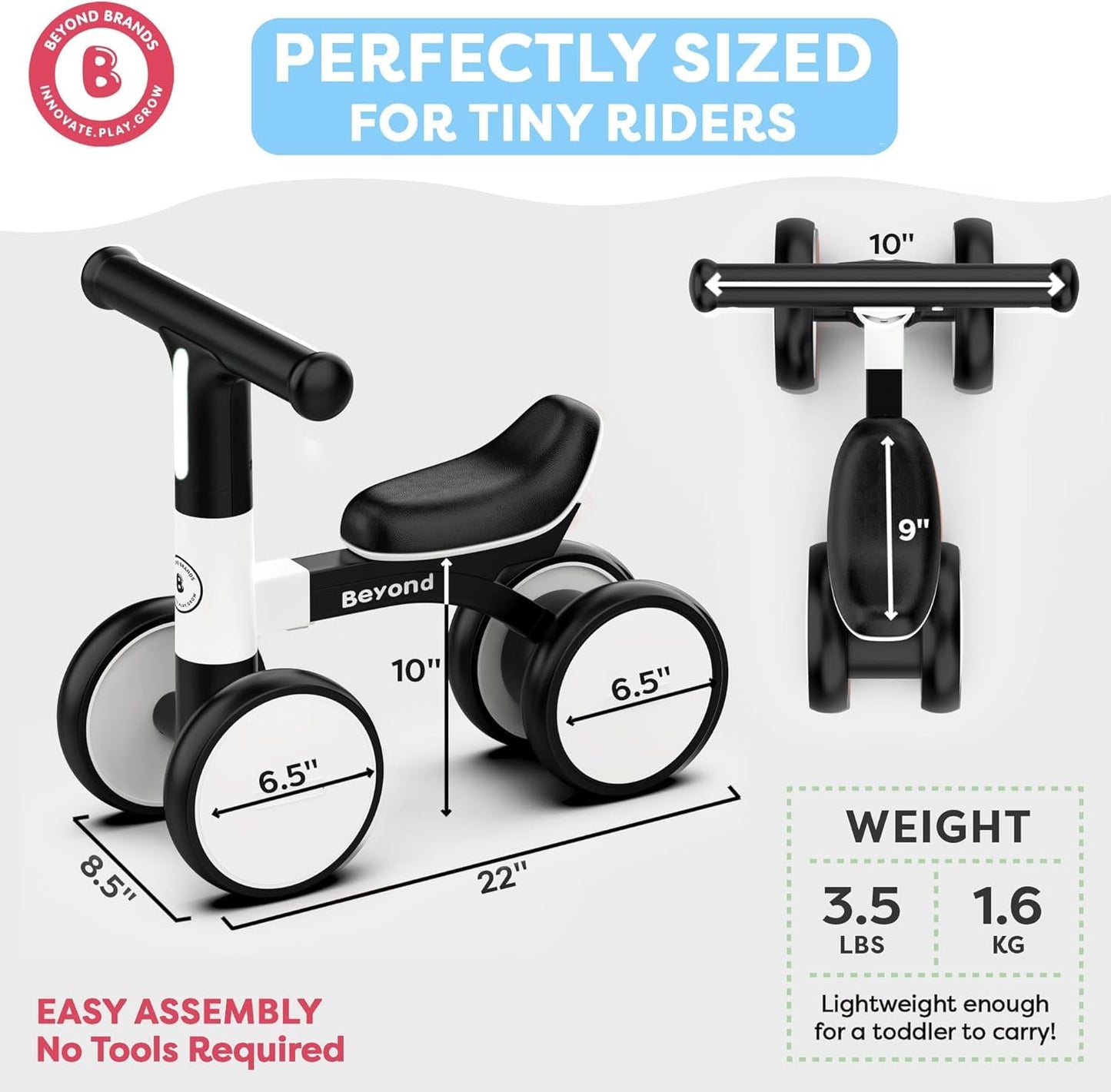 Balance Bike with Headlight- Lightweight & Modern Design | Toys For 1 Year Old Boy & Girl- Safe, Easy Build Toddler Bike, First Birthday Gift- Baby Toys 12-18 Months, Non-Slip Wheels, Parent-Approved