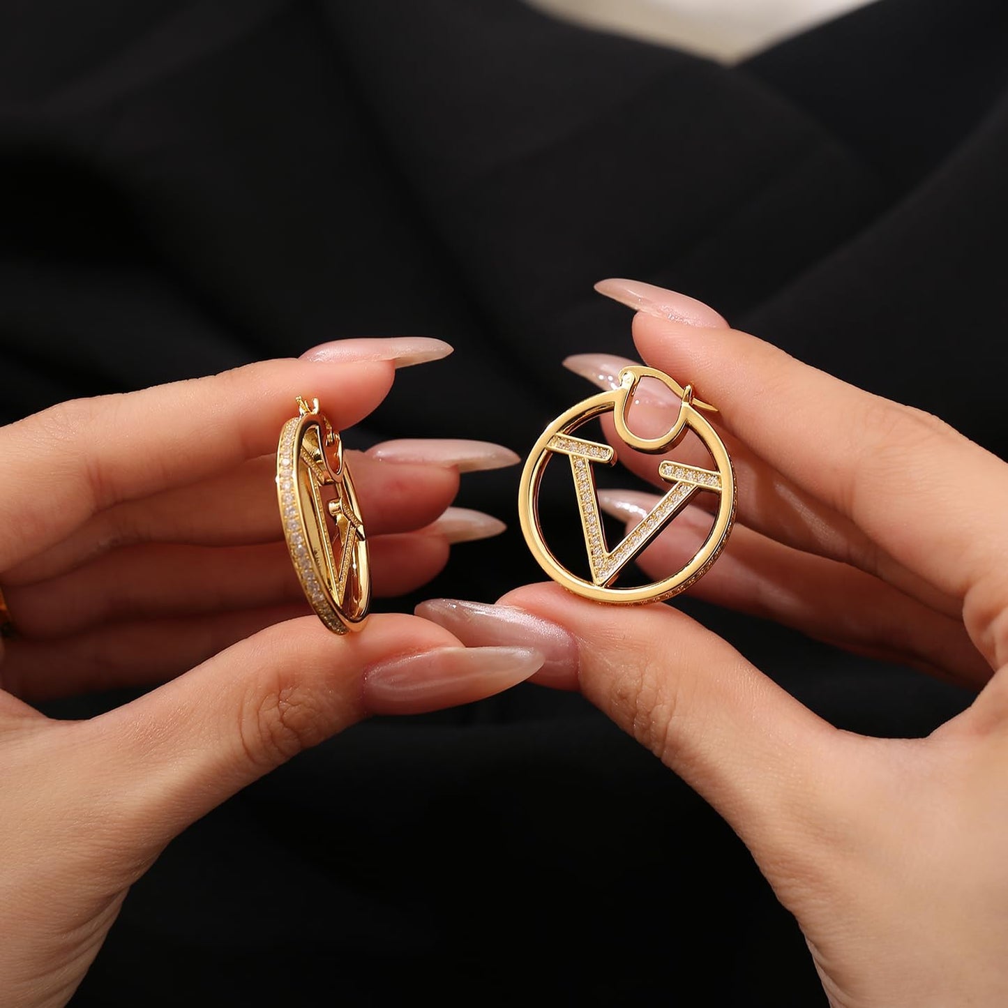 18K Gold Luxury Letter Earrings for Women and Sisters | Valentines, Birthday Gifts, Elegant Accessories for Any Occasion (Letter Earrings 2 Pair)