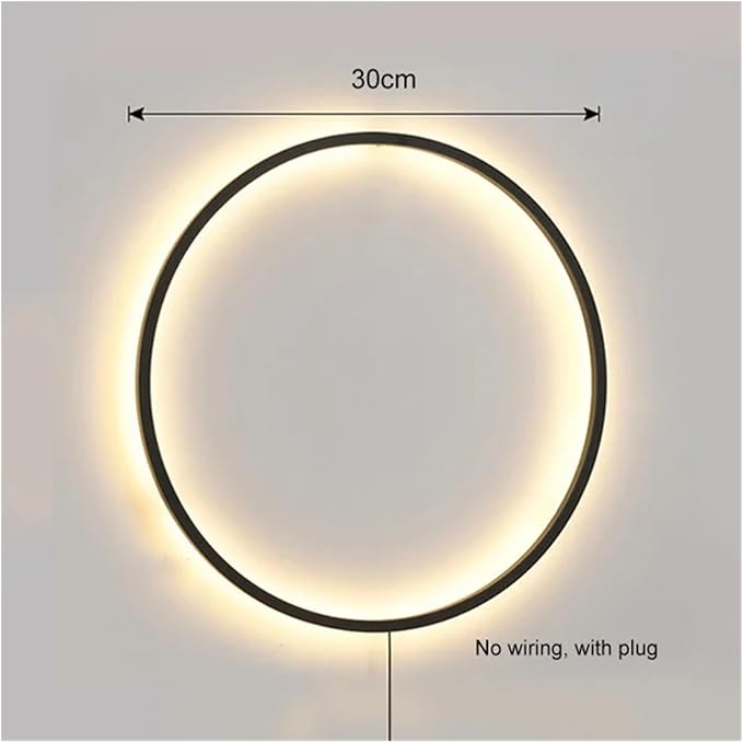 Wiring-Free Living Room Sofa Background Wall Decoration - Minimalist Bedroom lamp Ring Art Atmosphere Wall Light,Kitchen Island (3 Colors 30cm B)