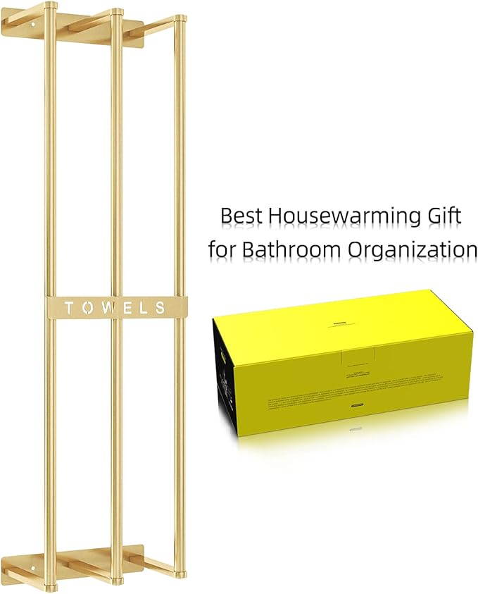 Bathroom Towel Storage, Bethom Wall Towel Rack for Rolled Towels, Bath Towel Holder Wall 30 Inch, Towel Racks Wall Mounted for Small Bathroom, Gold