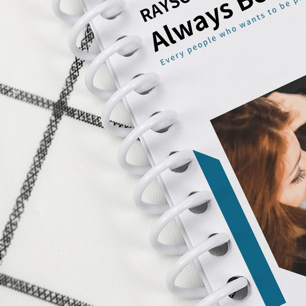 Rayson 14.3mm Plastic Spiral Coil Binding 3:1 Pitch, 9/16inch, 115 Sheets Capacity White Coil Binding Spines - Versatile for Office and Educational Tasks, Pack of 100